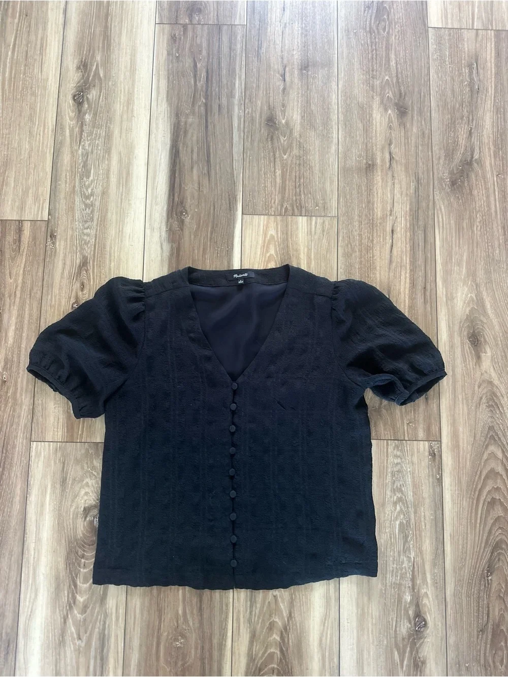 Madewell womens textured puff sleeve blouse size small